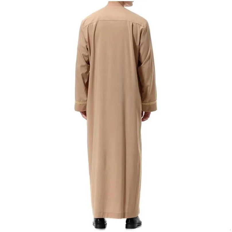 Men`S T-Shirts Muslim Jubba Thobe Islamic Mens Clothing Sets Abaya Jilbab Moslem Shirt Robes Eid Mubarak Middle Ramadan Drop Delivery Dhboh