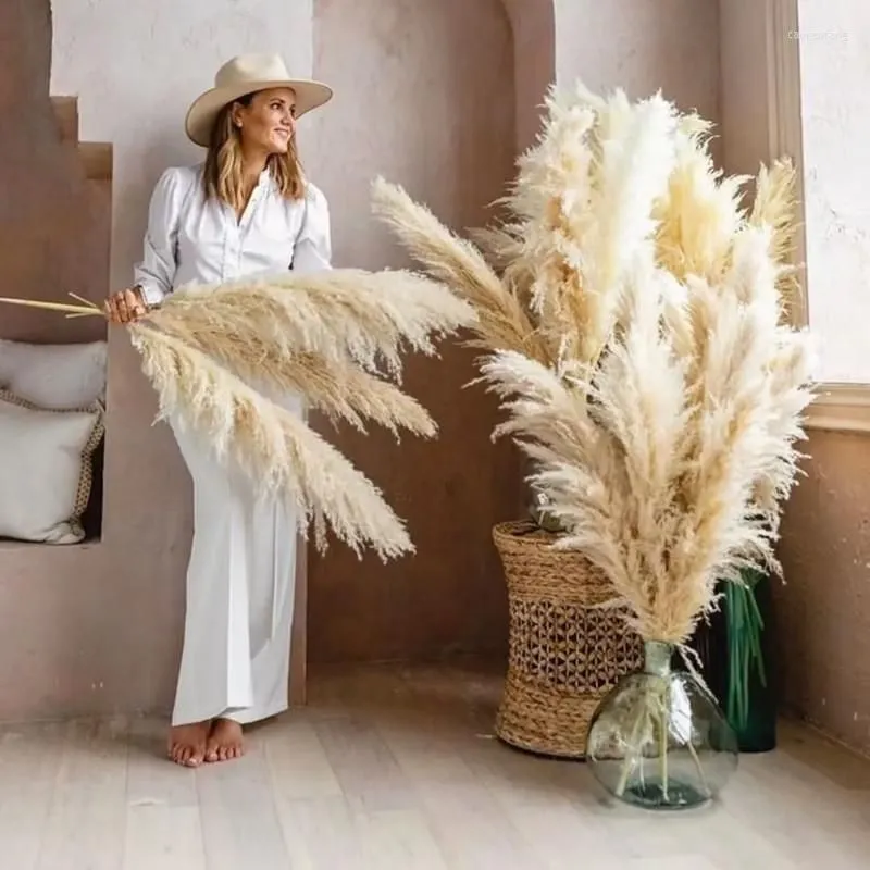 Decorative Flowers 10pcs Large Pampas Grass Wedding Decoration Anniversaire Mariage Birthday Party Dekoration Home Decor Flores Secas