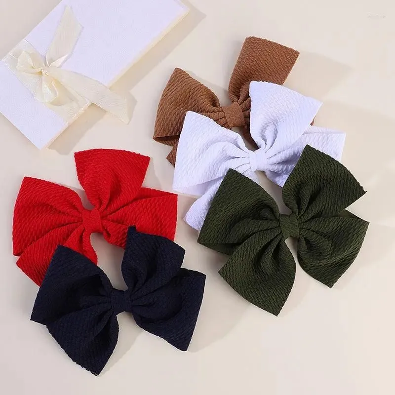 Hair Accessories 5pcs/set Solid Ribbon Bows With Clips For Girls Large Bow Hairpins Children Handmade Hairgrips Kids