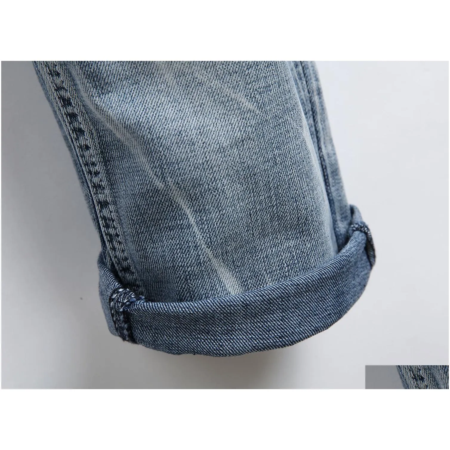 Men`S Jeans New Mens Spring And Summer Time Slim Fit Elastic Waistline Hole Fashionable Drop Delivery Apparel Clothing Dhgxs