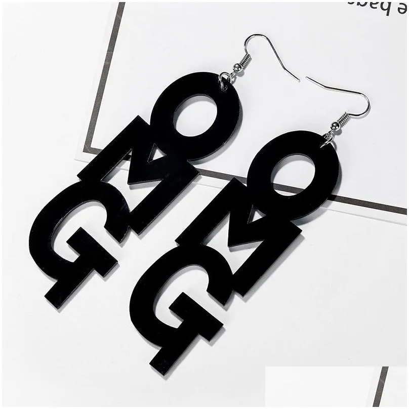 Stud Creative Geometric Letters Charms Acrylic Acetic Acid Sheet Ear Vintage Omg Statement Long Drop Earrings For Delivery Jewelry Dhjom