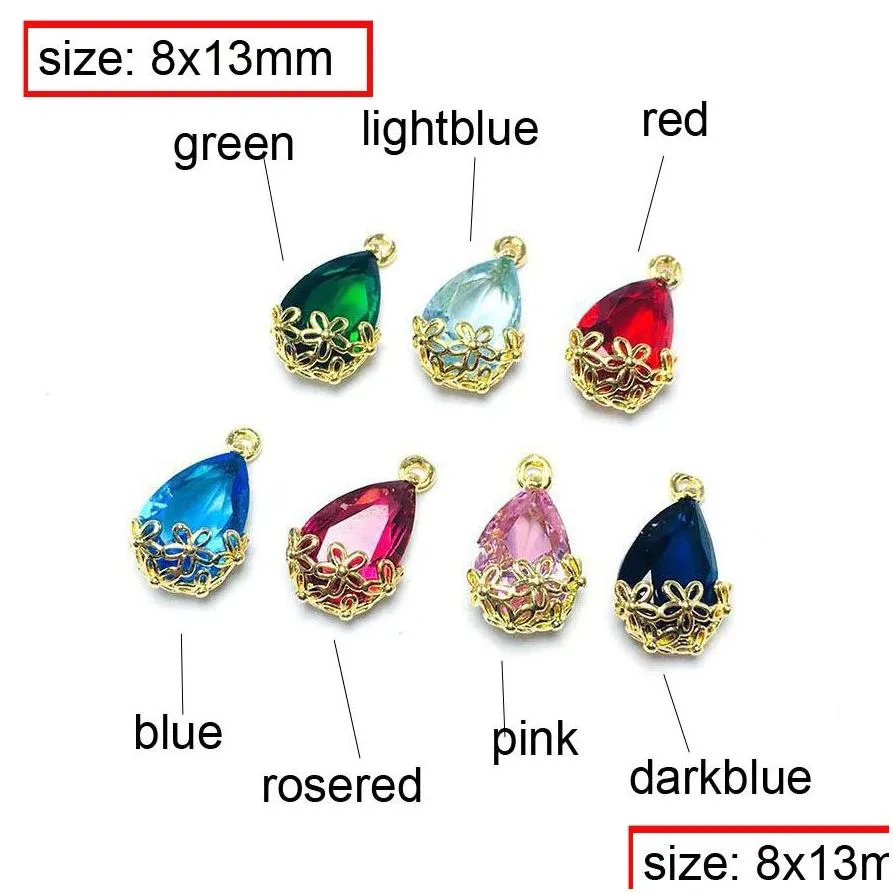 Connectors Water Drop Shaped Crystal Pendant 18K Gold Color Pendants Jewelry Accessories For Necklace Earring Bracelet Jewellry Making Dhmpz