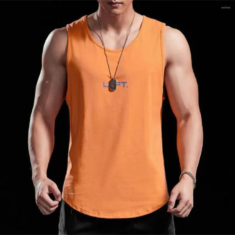 Men`s Tank Tops Summer Logo Vest Fitness And Leisure Round Collar Waistcoat Bodybuilding Training Comfortable Breathable Sportswear
