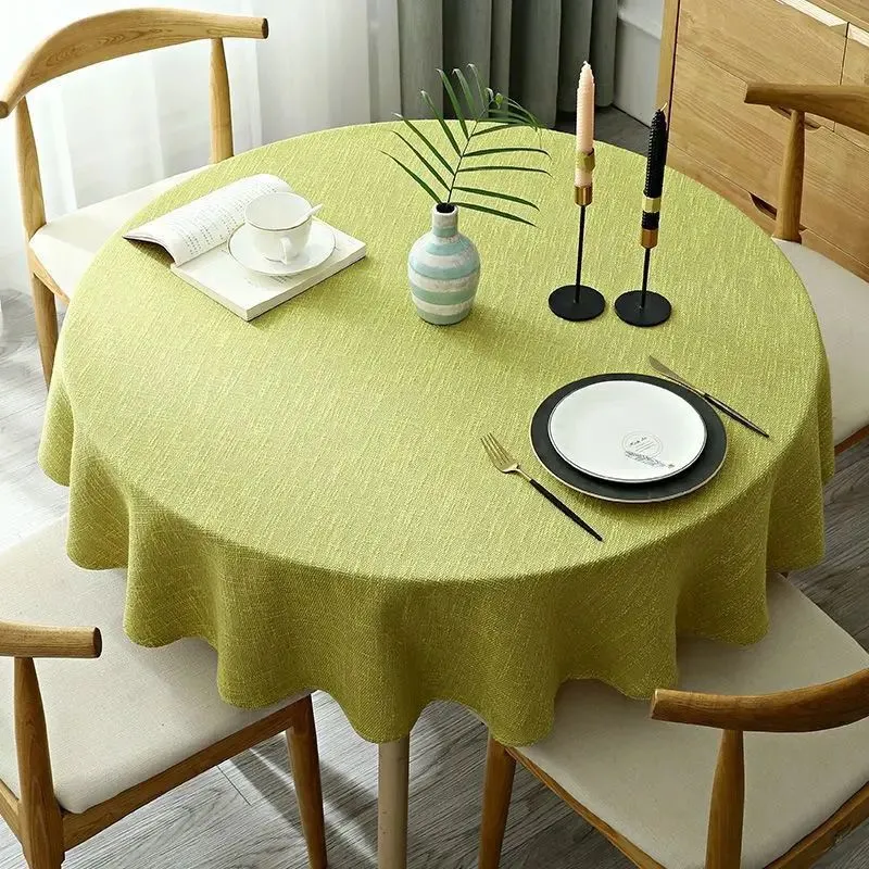 Pads Plain Cotton and Linen Round Tablecloth Solid Color Table Cover For Table Cloth Dining Tea Home Obrus Tafelkleed mantel de mesa