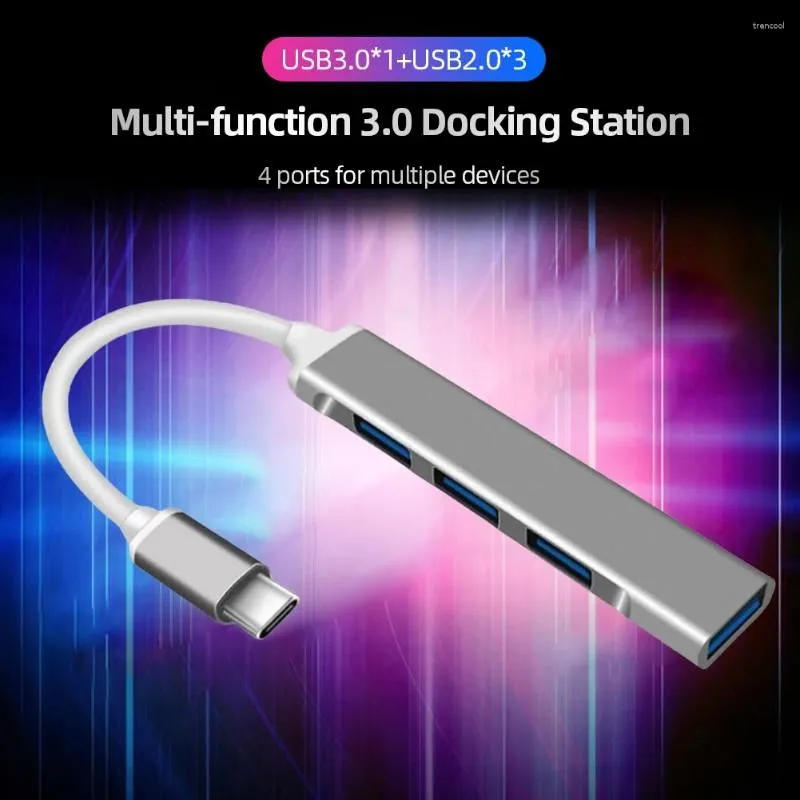 Converter With 1 USB3.0 And 3 USB2.0 Ports HUB Adapter Multi Port Expander 4 IN1 Docking Station For Windows Macos