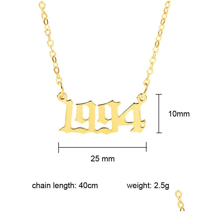 Pendant Necklaces Isang Selling Personalize Sier Gold Years Number For Women Custom Year 1980 1989 2000 Birthday Gift Drop Delivery Je Dh46A