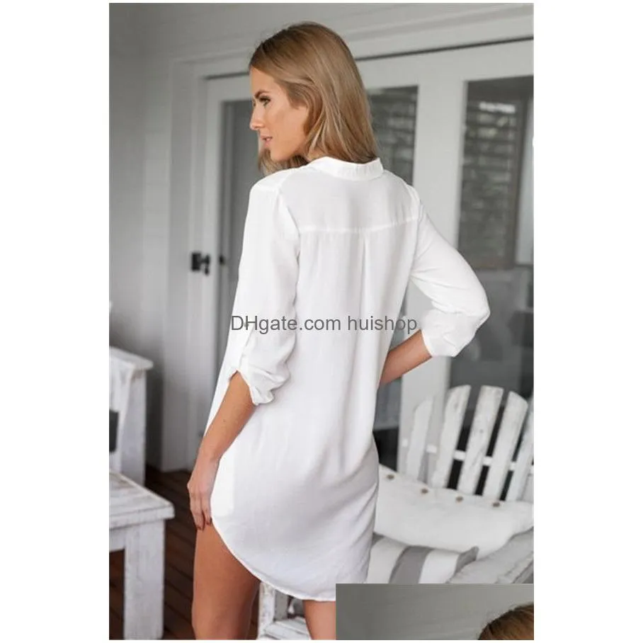 summer sexy v neck short beach dress chiffon white mini loose casual t shirt dress plus size women clothing