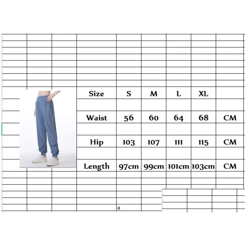 LL Women Jogging Yoga Loose Pocket Joggers Soft High Waist Hip Lift Elastic Casual Pants Drawstring Legs Sweatpants