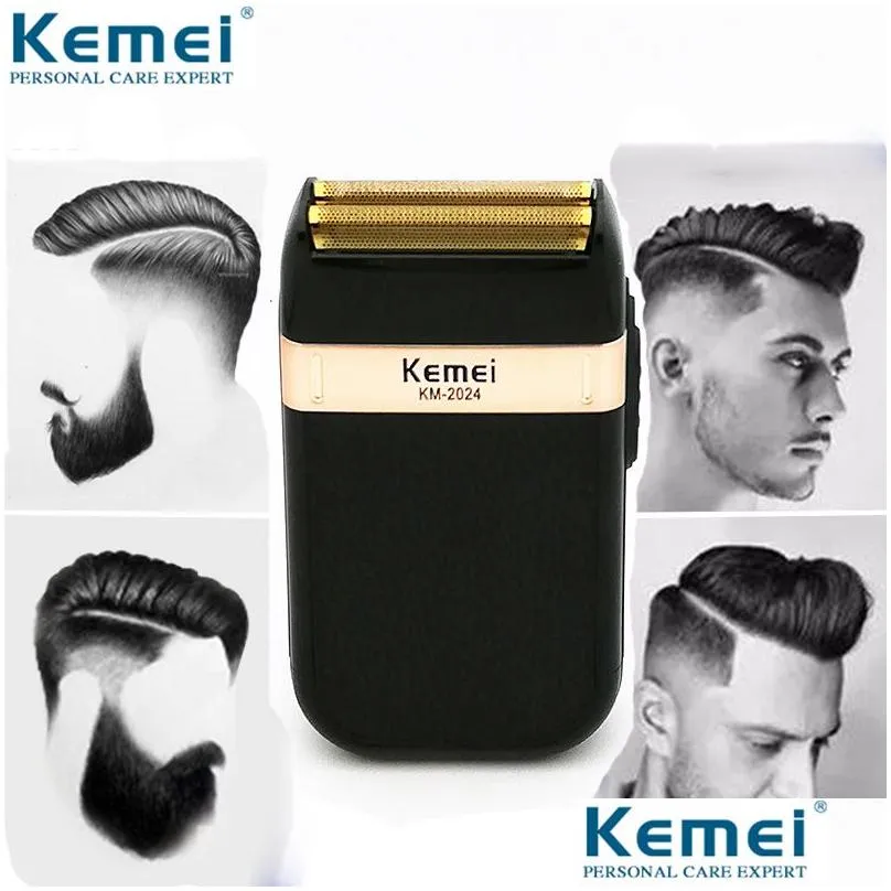 Kemei shaver men039s beard trimmer wet and dry dual blade reciprocating electric shaver hair clipper black USB charging 5 DOUQb7308942