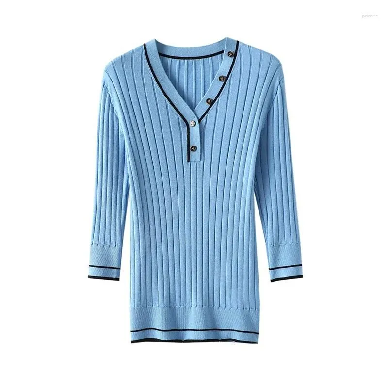 Women`s Sweaters Autumn Fashion Ribbed Knitted Silk Merino Wool Slim Fit Sweater