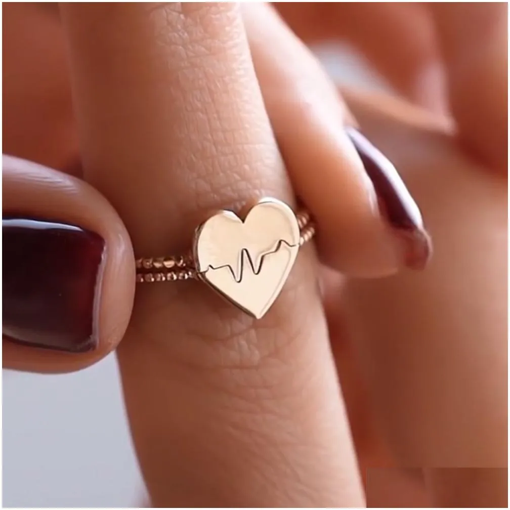 Band Rings Ins Fashion 18K Gold Broken Heart Brass Material Love Hearts Finger Ring Women Couple Jewelry Bk Drop Delivery Dh5Iq