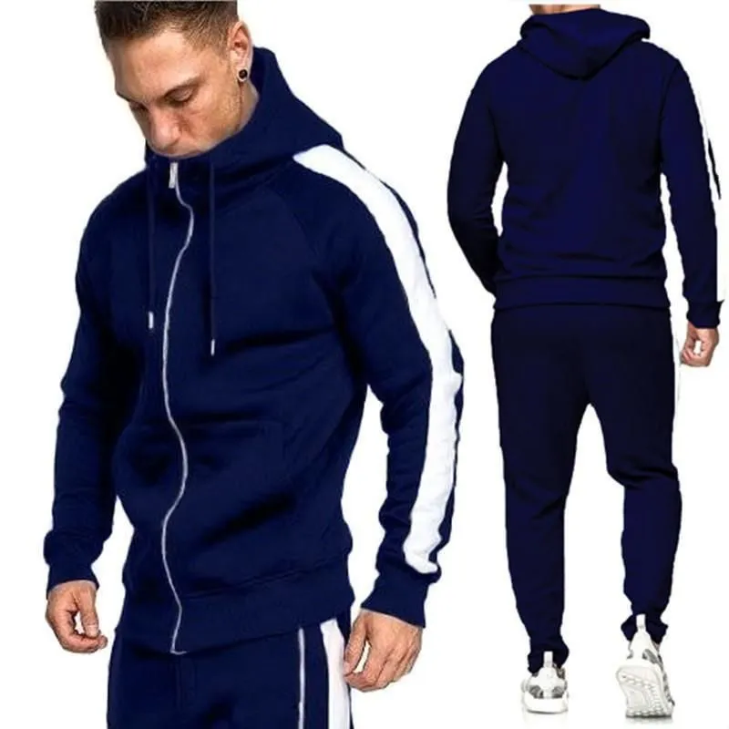 Men`s Tracksuits Casual Tracksuit Men Autumn HOODIES+Pants 2 Pieces Sets Sportswear Mens Slim Fit Sporting Suit Fashion S-3XL