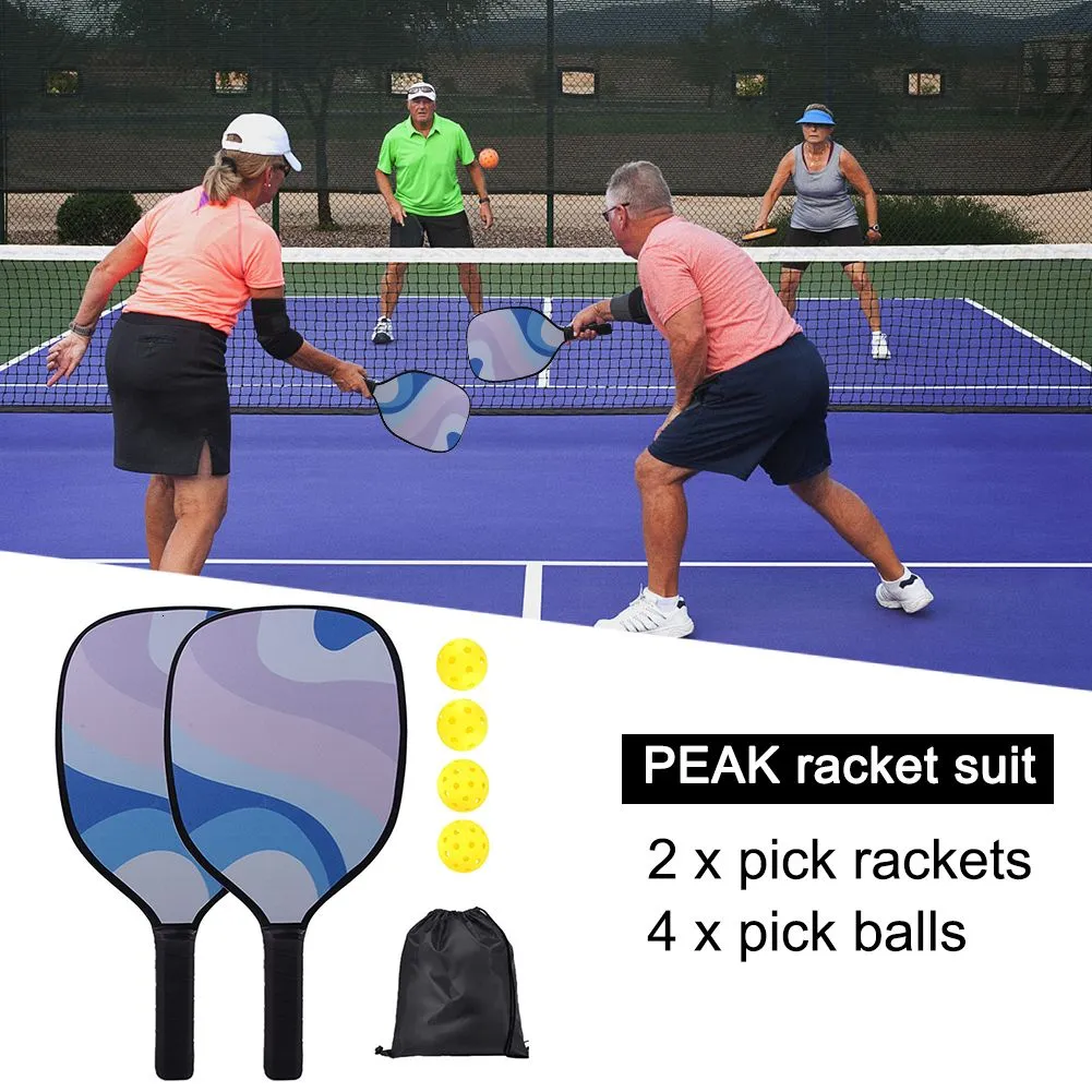 Tennis Rackets Pickle Ball Paddle with 4 Balls Lightweight Pickleball Portable Durable Antiskid WearResistant for Competition Training