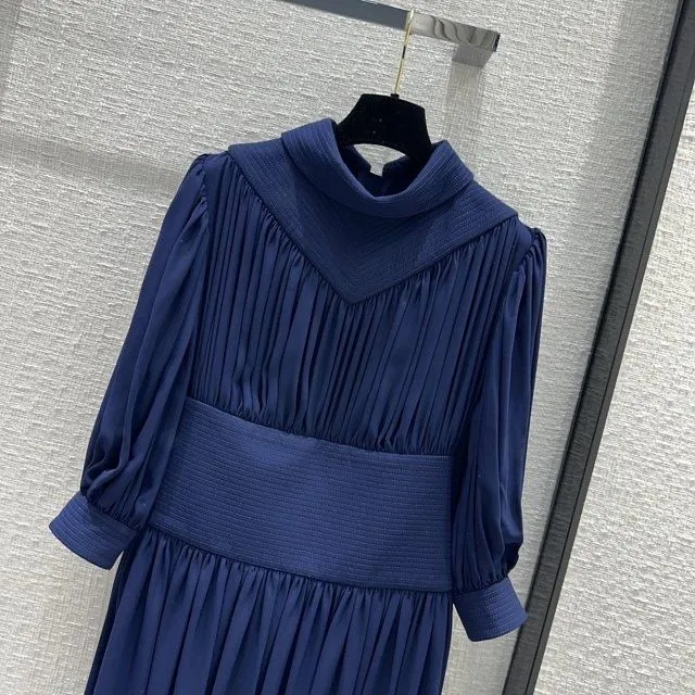 Milan Runway Dress 2024 New Spring Summer Lapel Neck 1/2 Sleeve Fashion Designer Dresses Brand Same Style Dress 0316-11