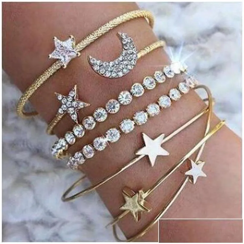 Cuff Bracelet Jewelry Womens Fashion Gold Bangle Open Bracelets Arrow Gemstone Diamond Bangles Set B09141 Drop Delivery Dh9Wx