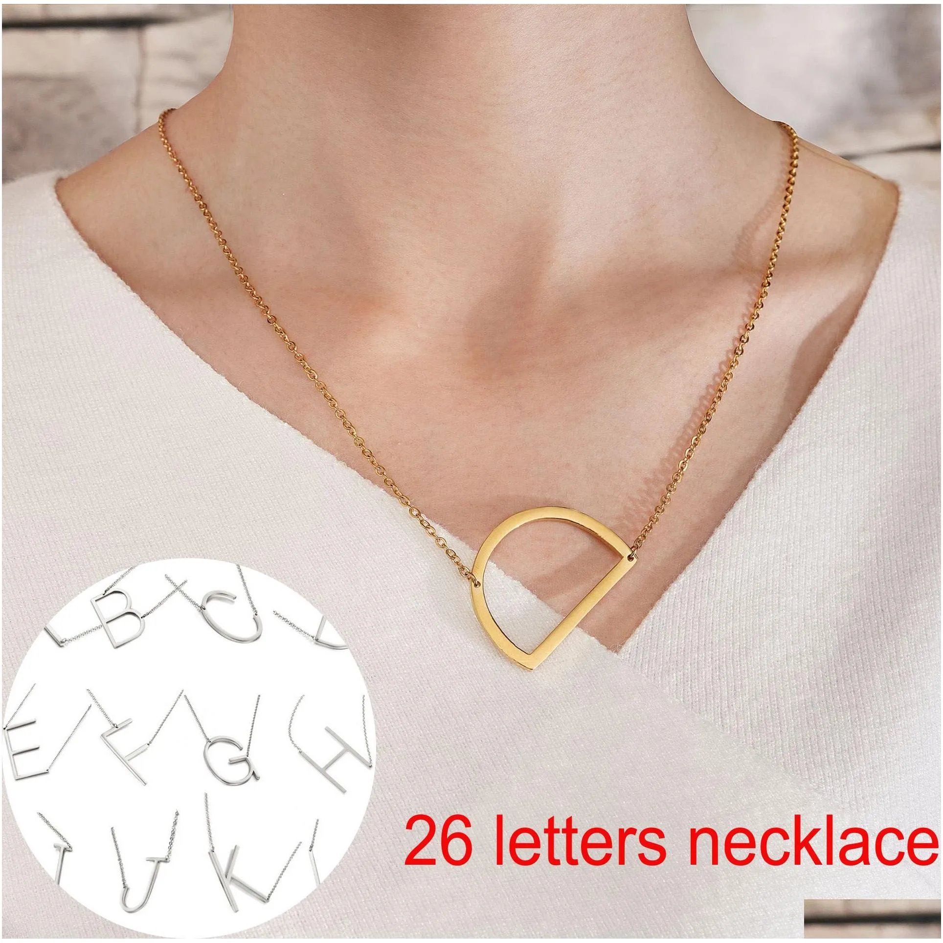 Pendant Necklaces Selling Womens Sier Gold 26 Letters Statement Personalized Alphabet Name Necklace Jewelry Drop Delivery Pendants Dhgzj
