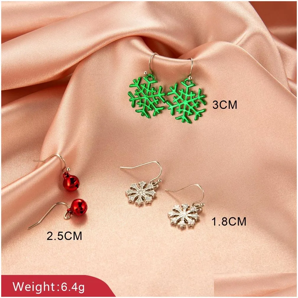 Stud Christmas Mtiple Red Green Snowman Bells Drop Earrings For Women Girl Metal Tree Snowflake Elk Hoop Party Jewelry Delivery Dhi5E