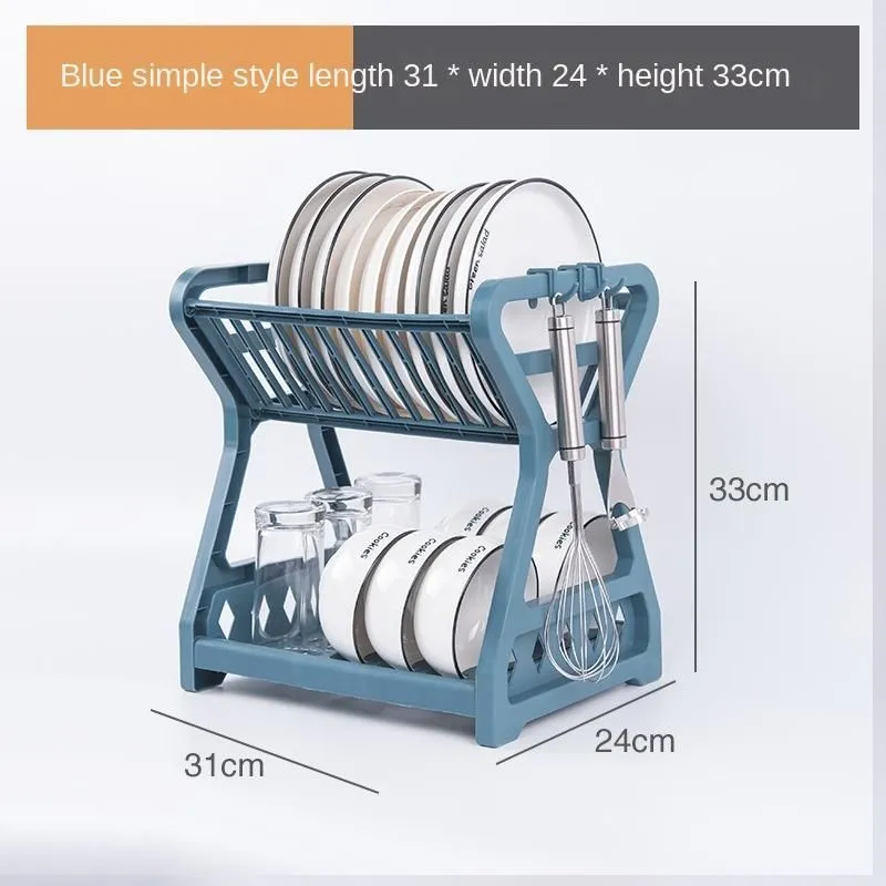 Organization Dish Drying Rack Kitchen Supplies Dish Storage Drain Rack Multifunctional DoubleLayer Dish Filter Rack Kichen Tools