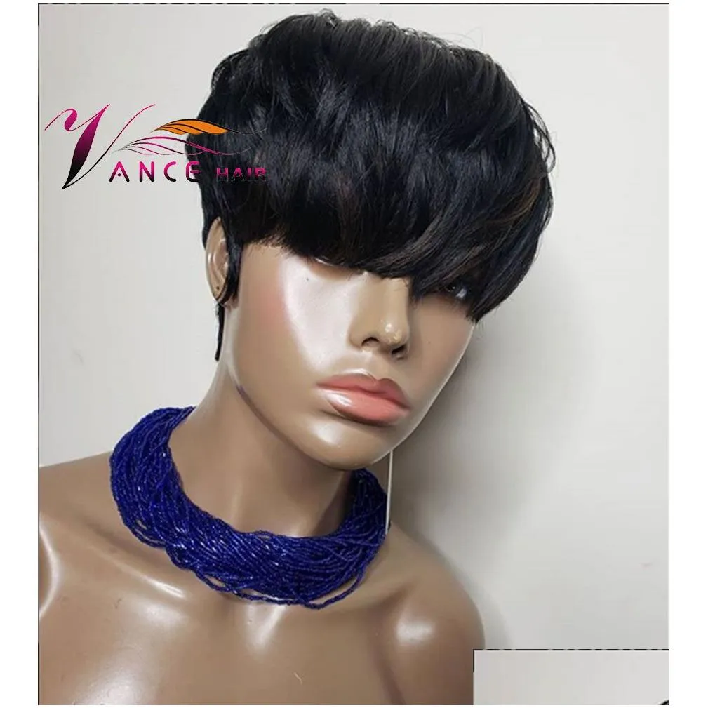 vancehair full Machine wig 150 density Short Human Hair Pixie Cut Layered Wigs Brazilian remy hair for women7909497