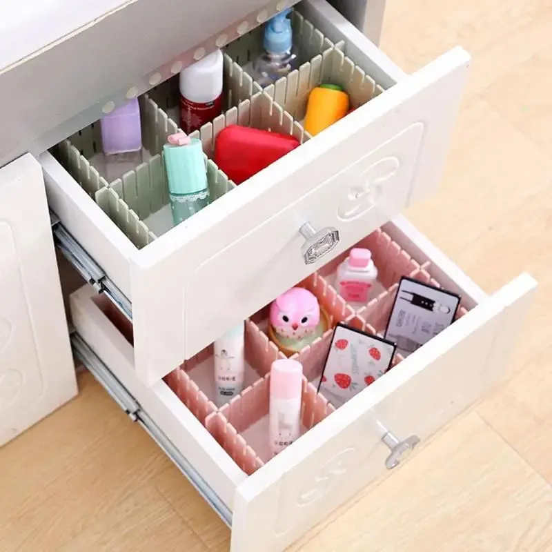Drawers Adjustable Plastic Drawer Divider DIY Storage Shelves Household Free Combination Partition Board Spacesaving Division Tools