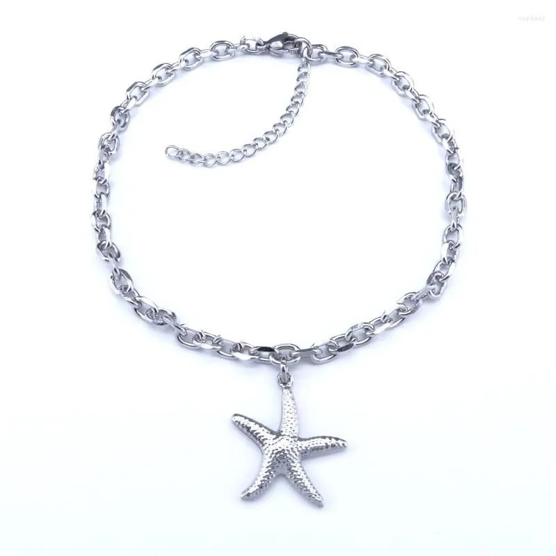 Anklets Women Ankel Bracelets Starfish Charm Stainless Steel 23 5 Cm 9-11 Inches Vintage Fashion Jewelry Punk Fan Factory Offer