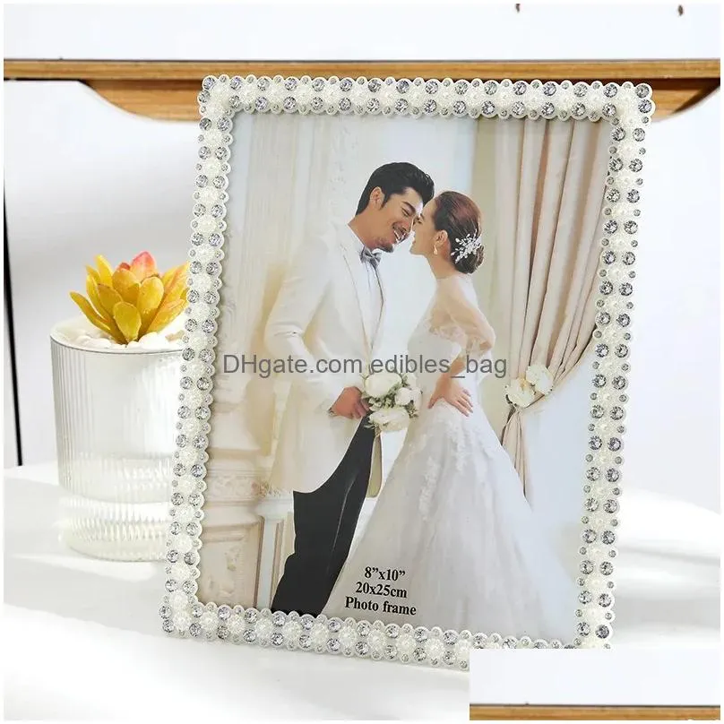 frame selling est 3/6/7/8/10 inch plastic frame inlaid pearl glass wedding p o frame birthday gift item picture desktop frame