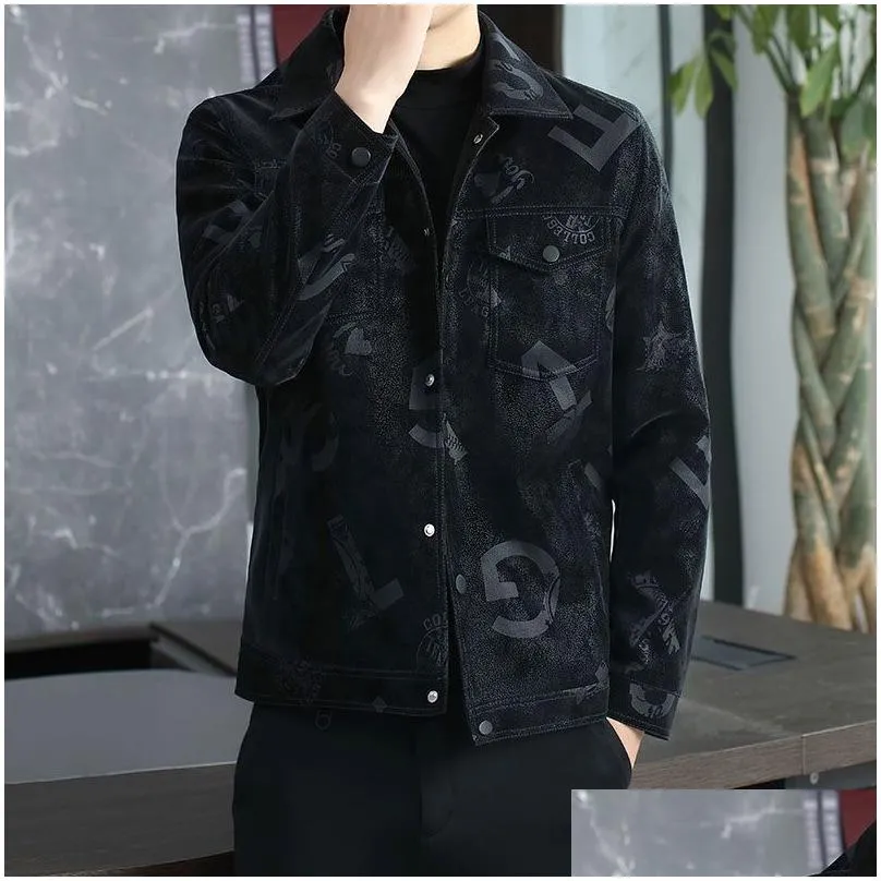 Men`S Jackets Mens Flocking Classic Color Plus Size Slim Lapel Leather Jacket Casual Versatile Coat Drop Delivery Apparel Clothing Out Dhdtj