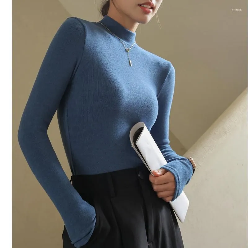 Women`s Sweaters Autumn Sweater Slim Casual Knitting Korea Stylish Faux Cashmere Thin Fleece Warm Winter Layering Pullover C5409