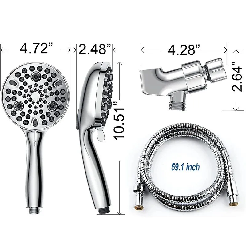 Sets 10mode High Pressure Handheld Shower Head with  Cleaning Sprayer Water Saving Bathroom Showerhead with Hose, Holder
