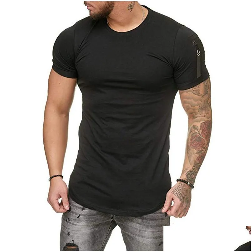 Men`S T-Shirts Mens T Shirts Short Sleeve T-Shirt Pocket Stitching Slim Casual Sports Clothes Drop Delivery Apparel Clothing Tees Polo Dhlgs