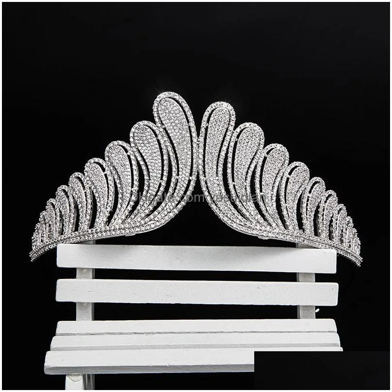 Wedding Hair Jewelry Luxury Feather Crown For Women Headpiece Bridal Tiaras Accessories Engagement Prom Birthday Gift Drop Delivery H Dhwsz