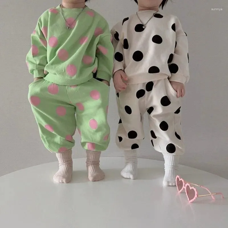 Clothing Sets Korean Autumn And Winter Set Cute Big Dot Sweater Casual Two-piece Girl Clothes Kids Girls