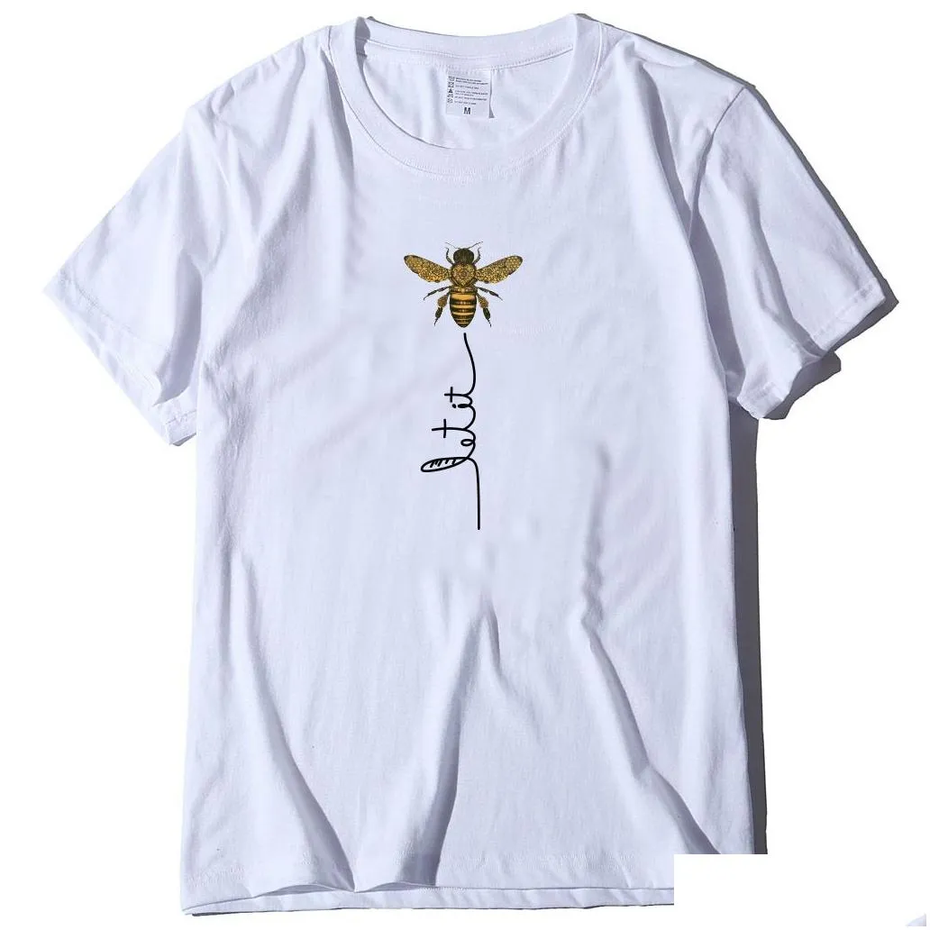 Women`S T-Shirt Womens 24 Colors Women Tee Shirt Bee Print Short Sleeves Crew Neck Cotton Summer Top Clothing S-Xxxl Drop Delivery App Dhpbr