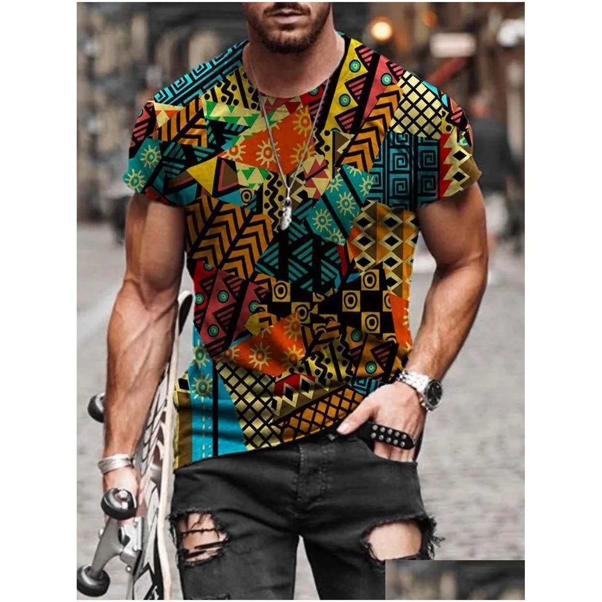 Men`S T-Shirts 24 Styles Mens T Shirts Casual Nation Style Printing Africa Short Sleeve Clothes Drop Delivery Apparel Clothing Tees Po Dhfem