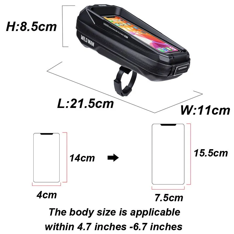 Panniers Bags Bicycle Bag Phone Holder Mount Bike Support Case Handerbar Waterproof Frame Top Tube Mtb Tools Accessories Wild Man