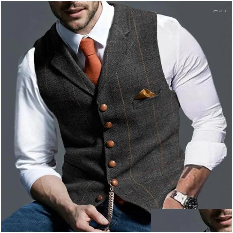 Men`s Vests 2023 Spring And Autumn European American Trend Vest Casual Lattice Slim Fit Coat