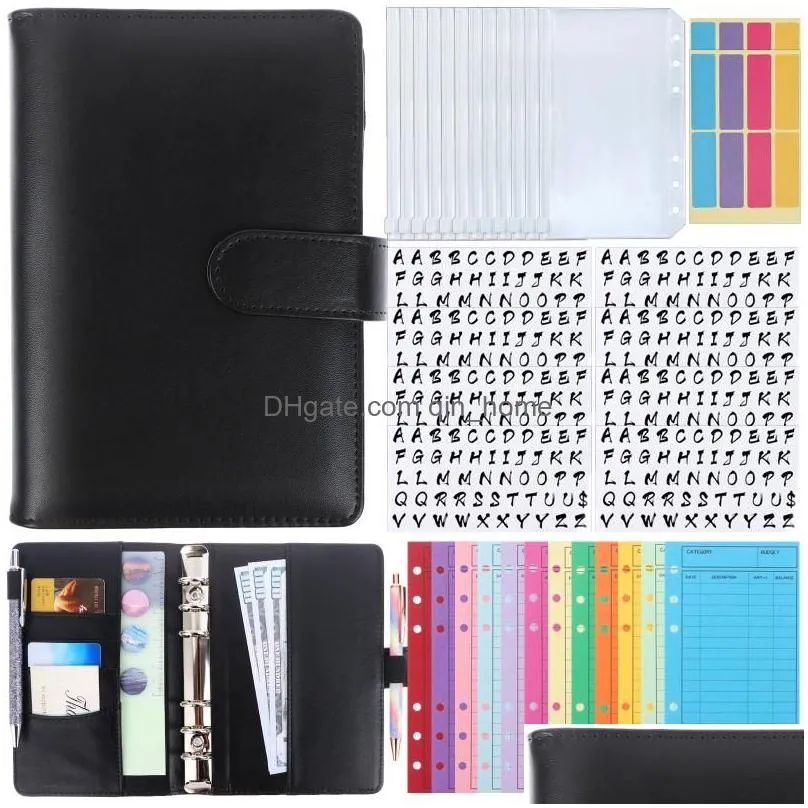 gift wrap 33pcs/set a6 pu leather folder budget cash envelope system planning expenditure sheet and labels for bills notepad