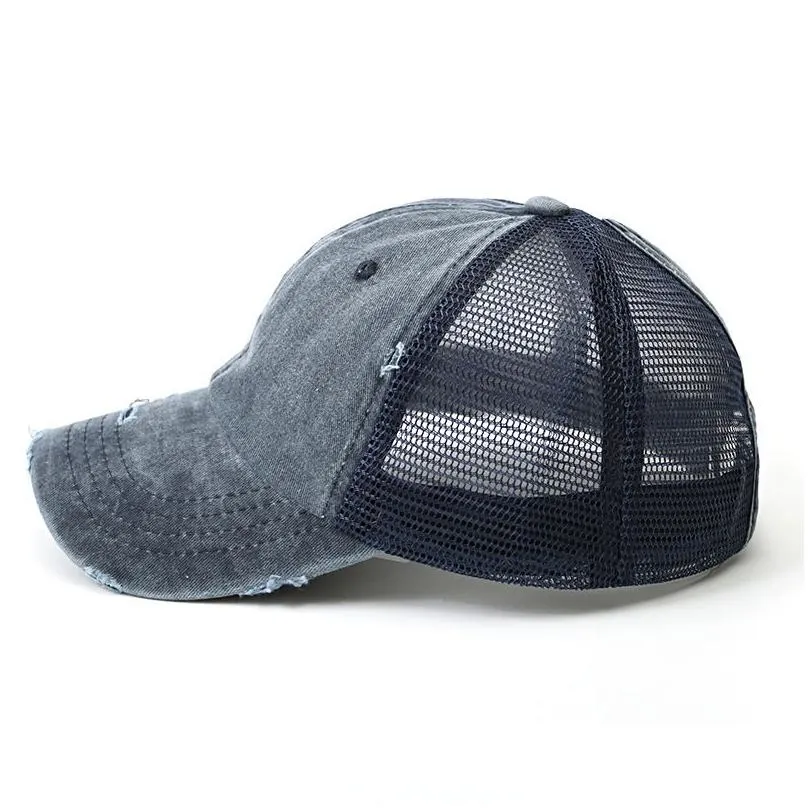 Ball Caps 7 Colors Washed Women Messy Bun Hat Snapback Sun Net Surface Breathable Casual Hats Drop Delivery Fashion Accessories Hats, Dhwot