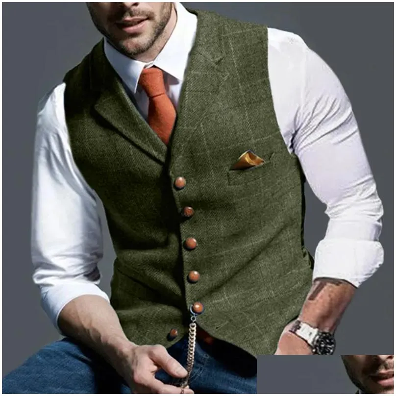 Men`s Vests 2023 Spring And Autumn European American Trend Vest Casual Lattice Slim Fit Coat