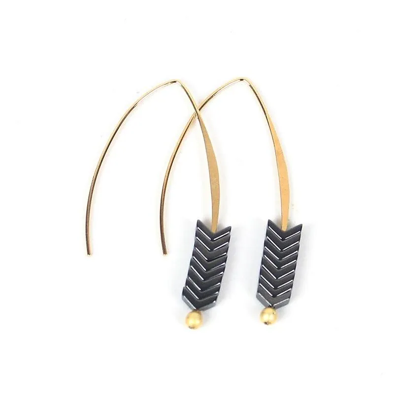 Dangle & Chandelier Isang Selling Hematite Sier Gold V Shape Hoop Earrings Womens Copper Metal Color Arrow Earring Jewelry Drop Deliv Dhgso