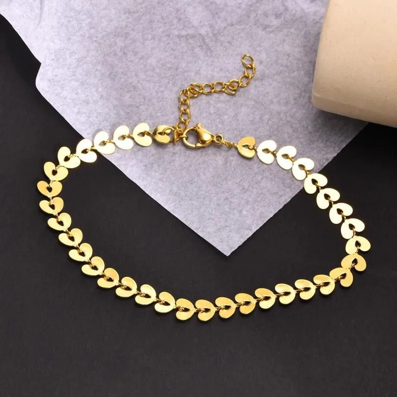 Anklets Korean Style Sweet Geometric Stainless Steel Anklet For Women Elegant Jewelry Bracelets On Foot Leg Beach Casual Chain Gift