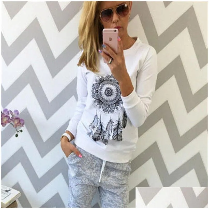 Women`S Hoodies & Sweatshirts Print Winter Long Sleeve White Women Clothing Moletom Sudaderas Mujer Polerones Plovers Drop Delivery A Dhkjh