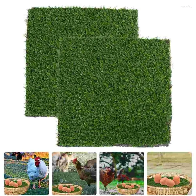 Decorative Flowers Washable Nesting Pads Pinless Peepers For Chickens Garden Fake Grass Artificial Mats Egg Cushions Simulated Along