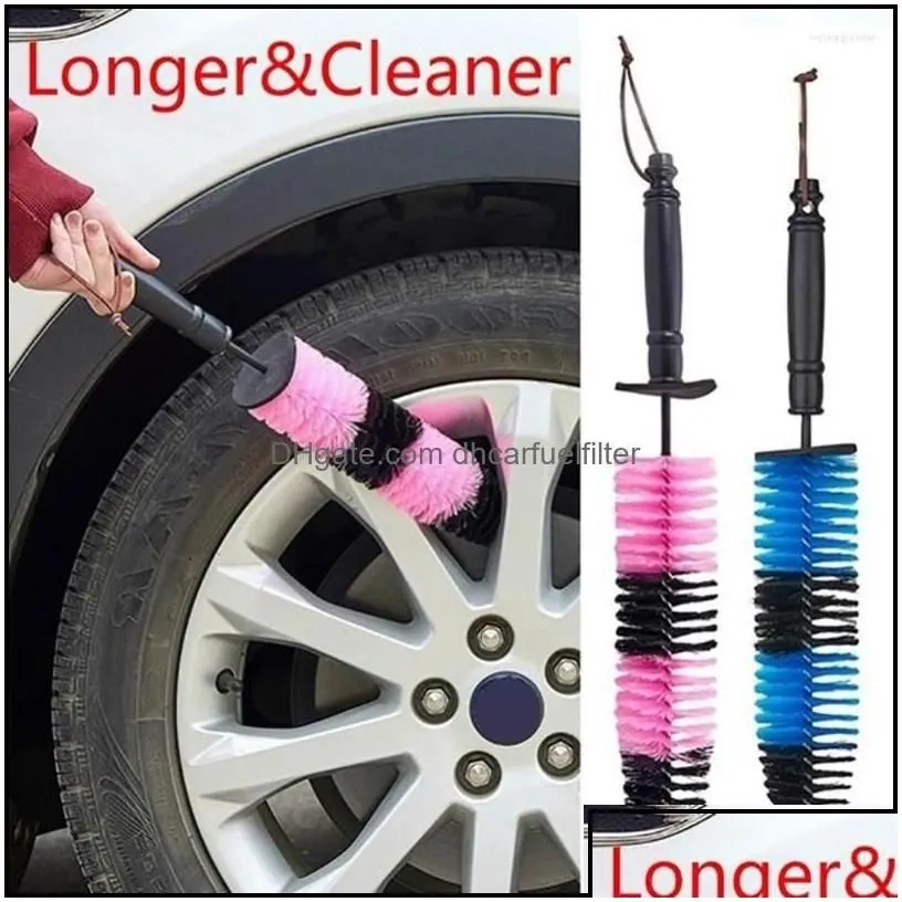 Car Sponge Vehicle Tire Tyre Wheel Rims Brush Steel Wire Long Mud Detailing Cleaner Bumpers Scrub Washing Cleaning Tool Drop Delivery