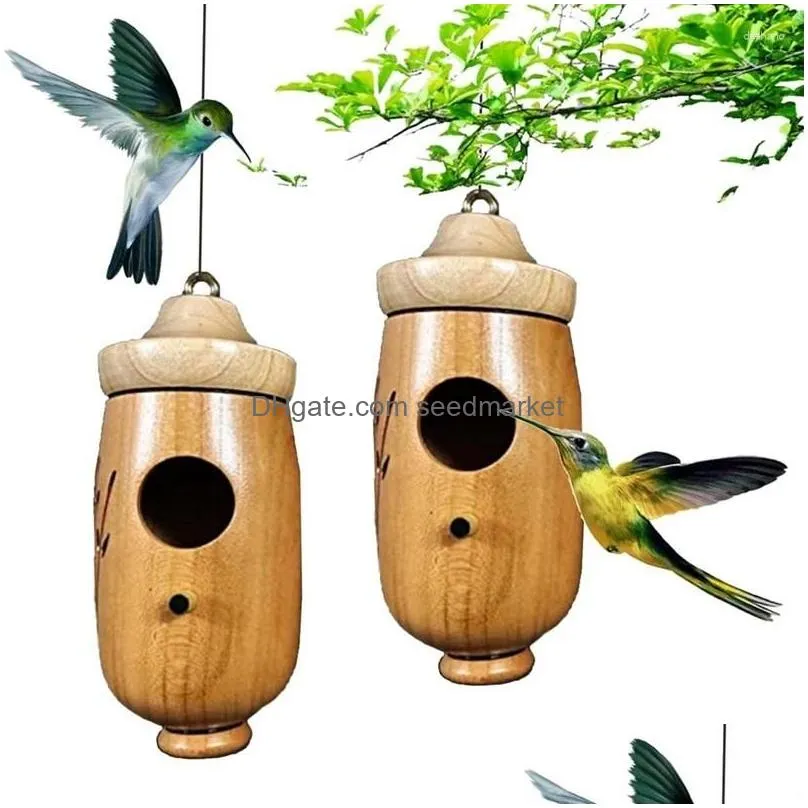 other bird supplies 2pcs house wooden for outside hanging houses nesting