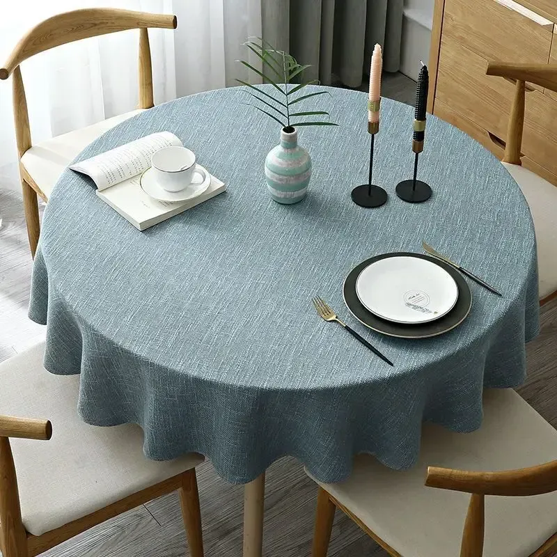 Pads Plain Cotton and Linen Round Tablecloth Solid Color Table Cover For Table Cloth Dining Tea Home Obrus Tafelkleed mantel de mesa