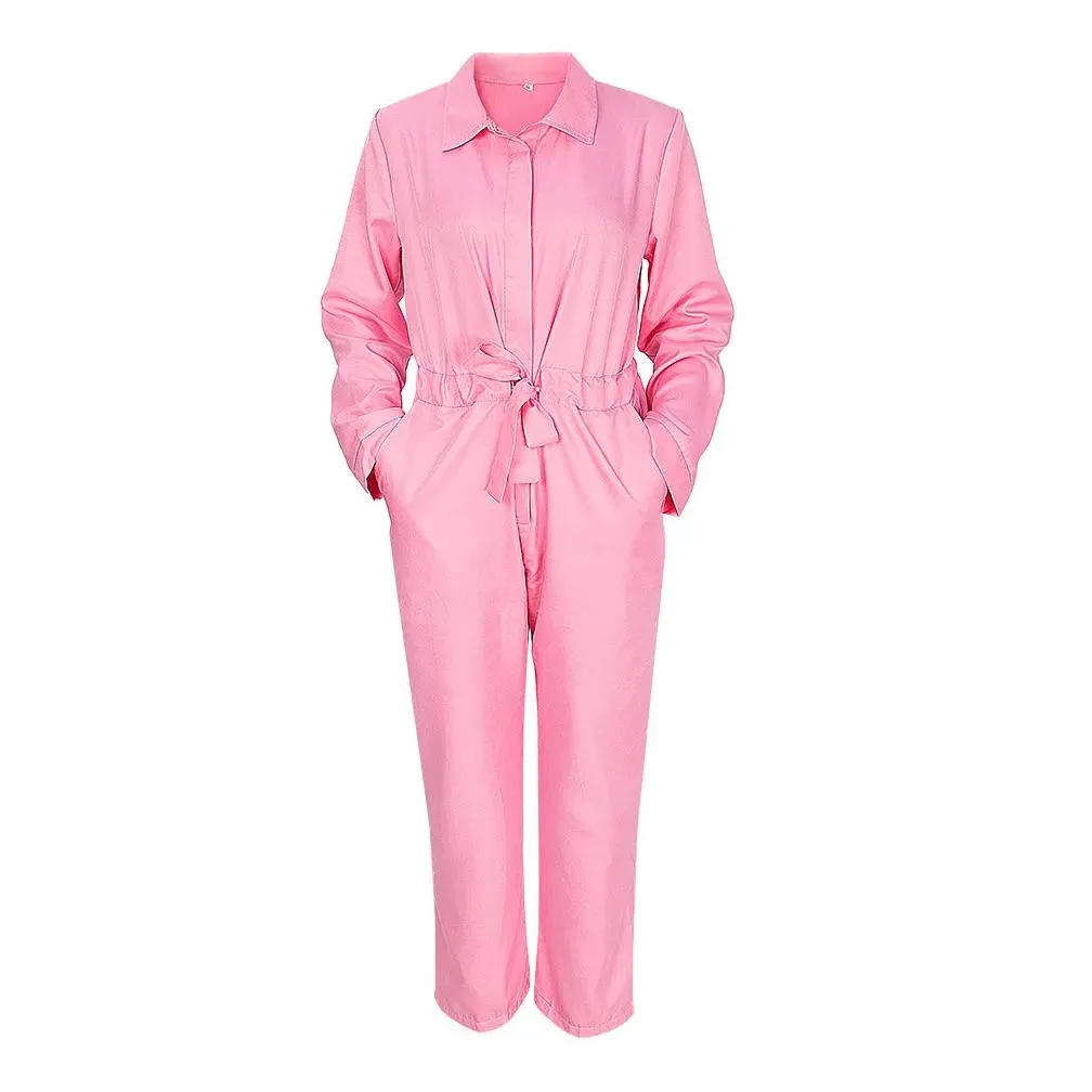 Women`S Jumpsuits & Rompers Womens Role Playing Costume Pink Jumpsuit Set Cosplay Clothing Drop Delivery Apparel Dhgtm
