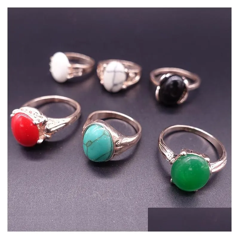 Band Rings Selling Ruby Turquoise Gemstone Ring Men Womens 925 Sier Fashion Jewelry Mix Size Wholesale Drop Delivery Dhg1N