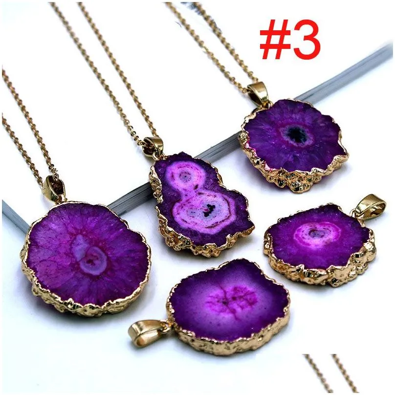 Pendant Necklaces Necklace Jewelry Luxury Natural Crystal Drusy Healing Gemstone Original Sunflower Stone Style Drop Delivery Pendants Dhvya