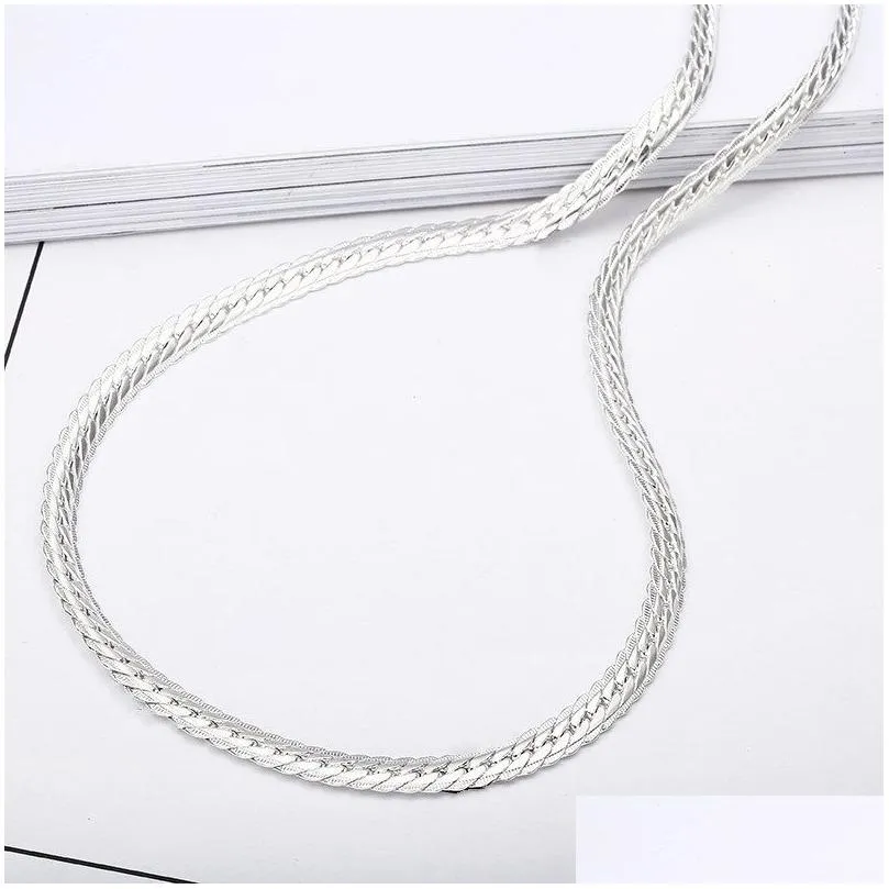 Chains 5Mm Side Chain Sier Necklace Fashion Luxury Jewerly 18K Yellow Gold Cuban For Women And Men 20Inch Drop Delivery Jewelry Neckla Dhzay